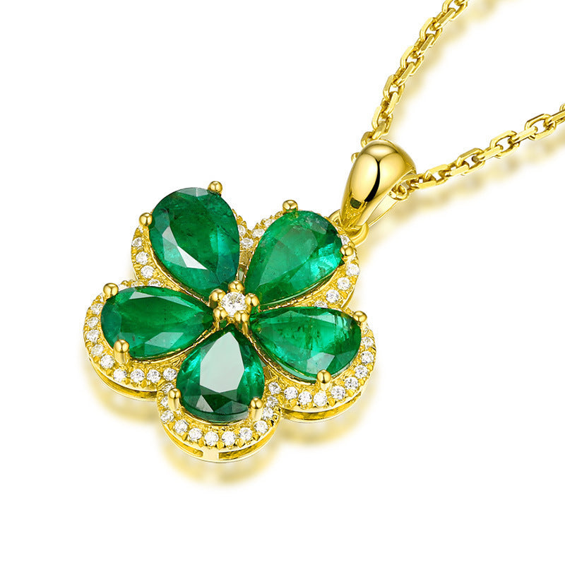 Colored Gems Carat Emerald Parthenocissus Grass Pendant