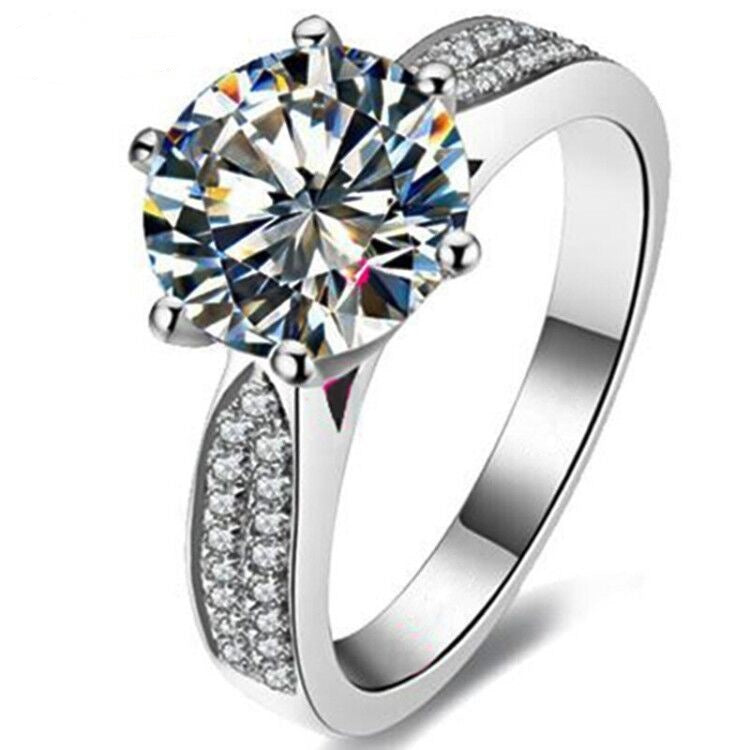 S925 Moissanite Ring Female Classic Six Prongs One Carat