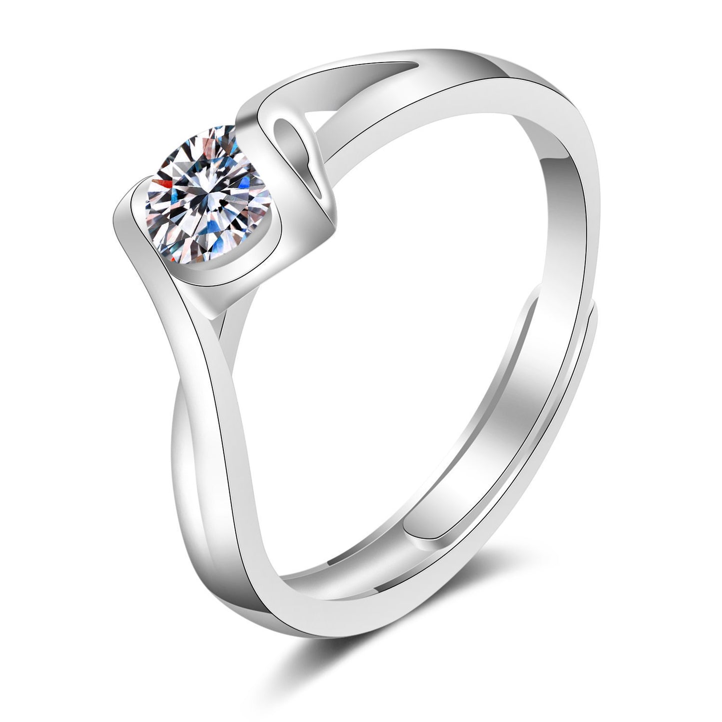 S925 Moissanite Ring Female Classic Six Prongs One Carat