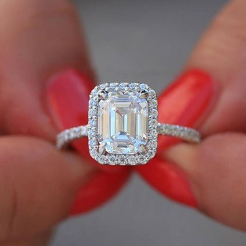 New 3.5 Carat Emulation Diamond Rectangle Princess Ring