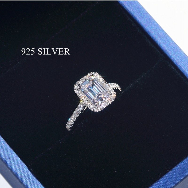 New 3.5 Carat Emulation Diamond Rectangle Princess Ring