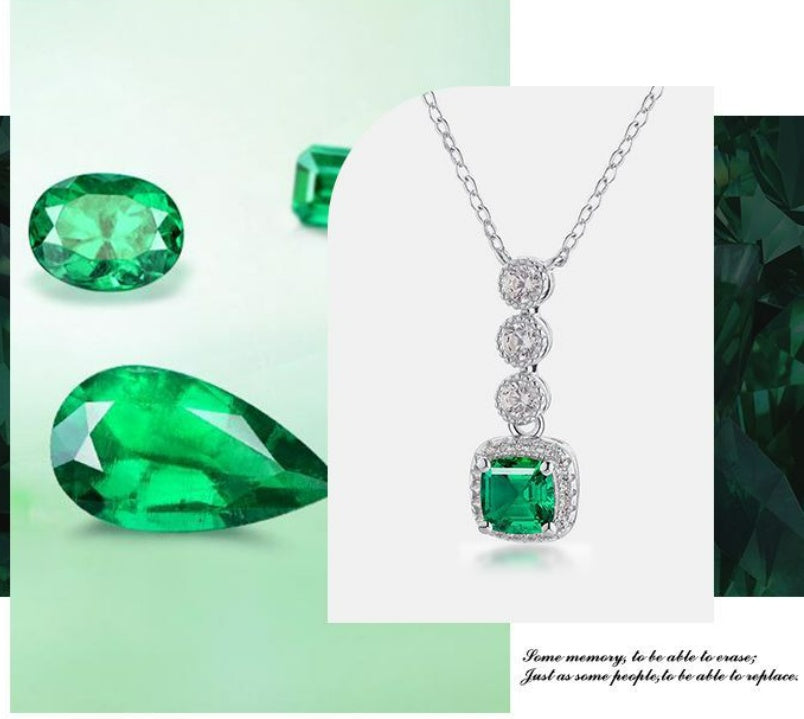 Emerald Pendant 1 Karat Recycled S925 Silver Plating