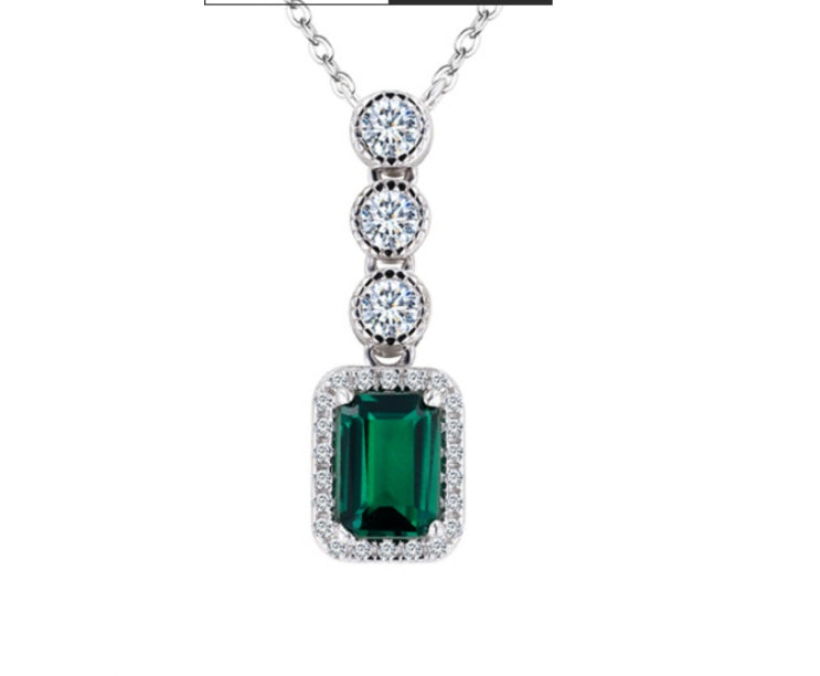 Emerald Pendant 1 Karat Recycled S925 Silver Plating