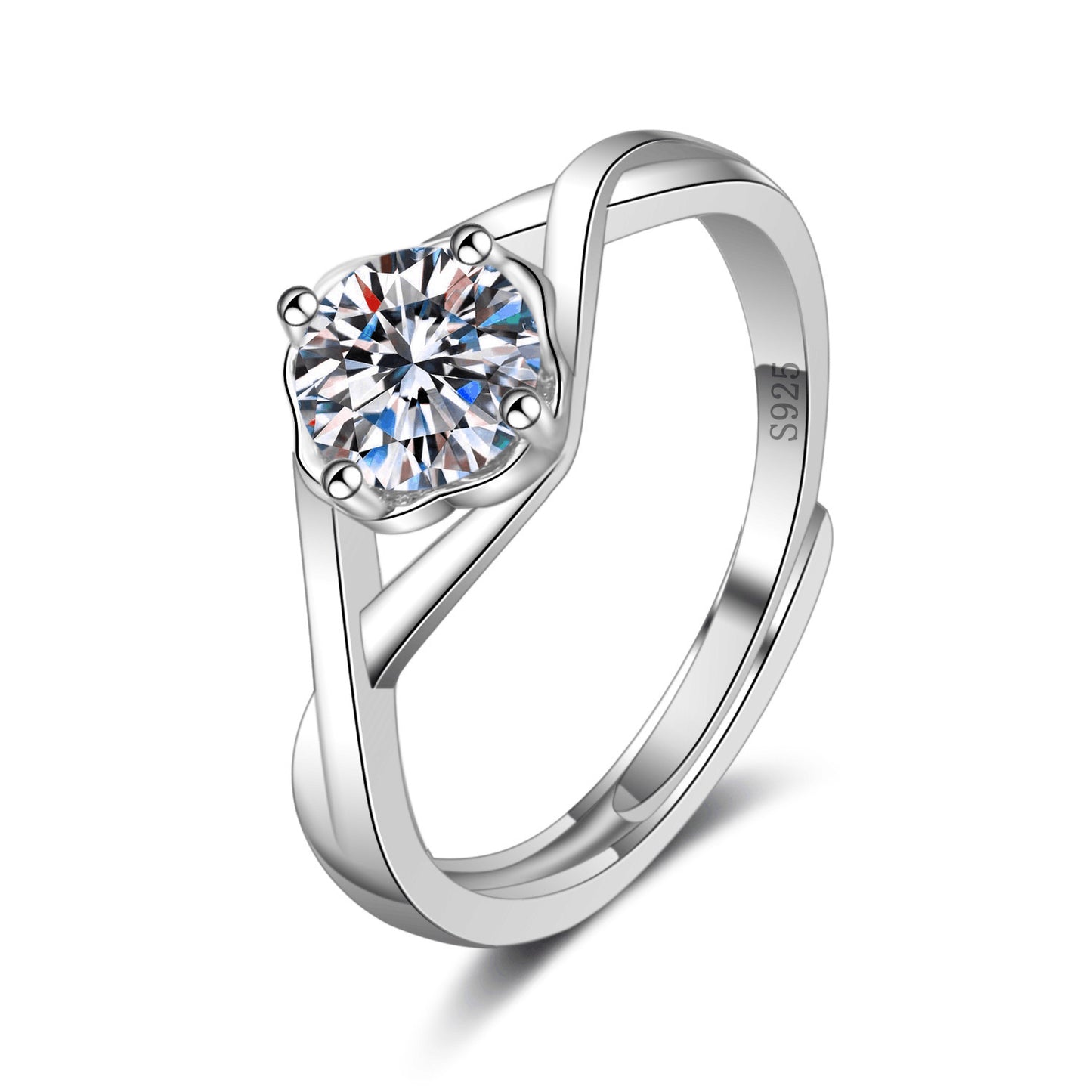 S925 Moissanite Ring Female Classic Six Prongs One Carat