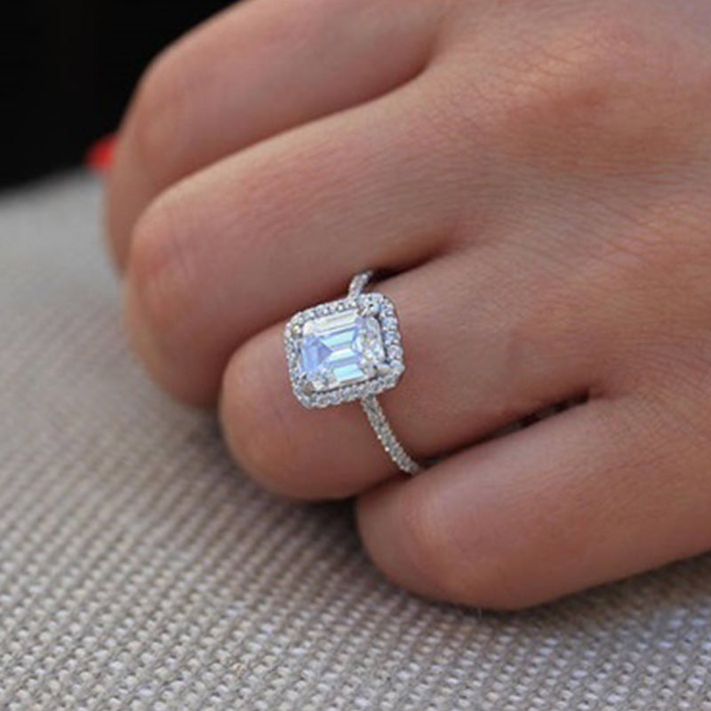 New 3.5 Carat Emulation Diamond Rectangle Princess Ring