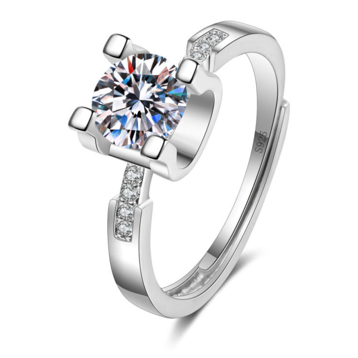 S925 Moissanite Ring Female Classic Six Prongs One Carat