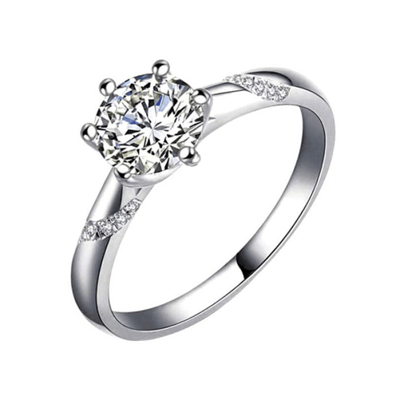 S925 Moissanite Ring Female Classic Six Prongs One Carat