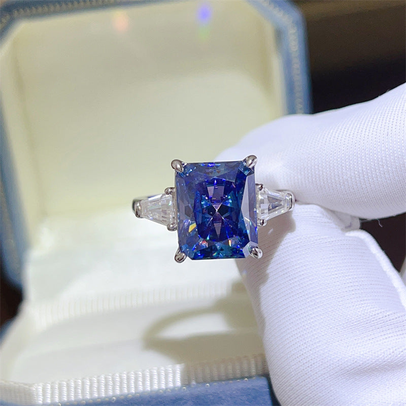 Sapphire Blue Ledean 5 Karat Moissanite Ring