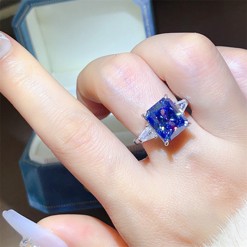 Sapphire Blue Ledean 5 Karat Moissanite Ring