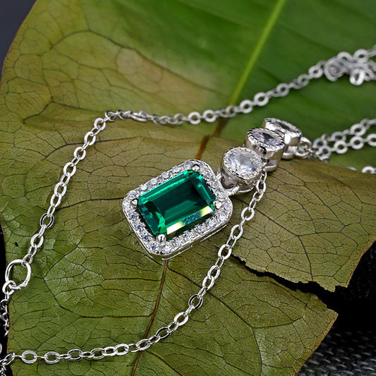 Emerald Pendant 1 Karat Recycled S925 Silver Plating