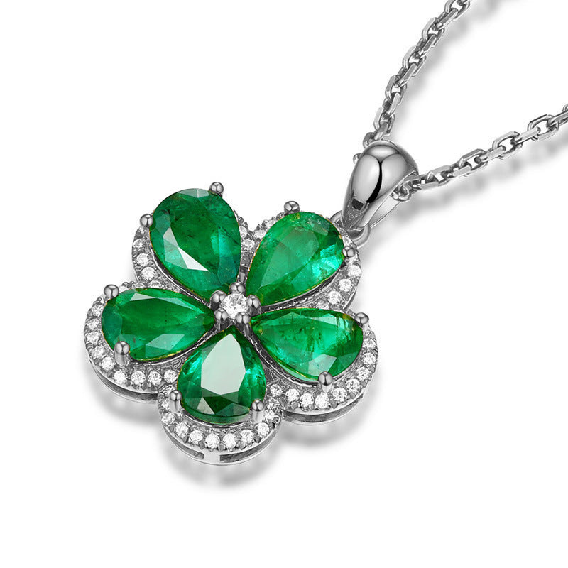 Colored Gems Carat Emerald Parthenocissus Grass Pendant