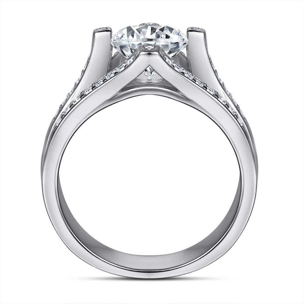 Women's Four Prong Carat Sterling Silver Ring