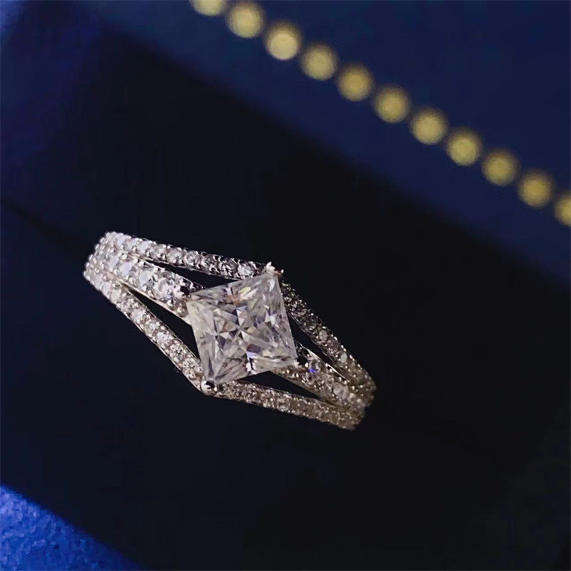 1 Karat Princess Square Moissanite Diamond Ring