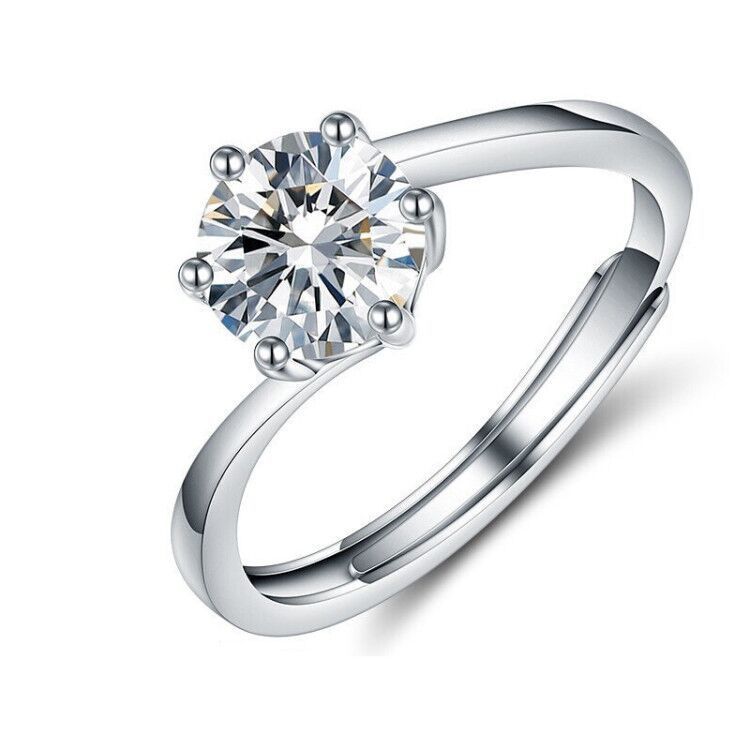 S925 Moissanite Ring Female Classic Six Prongs One Carat