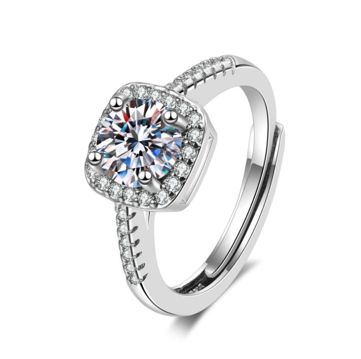 S925 Moissanite Ring Female Classic Six Prongs One Carat