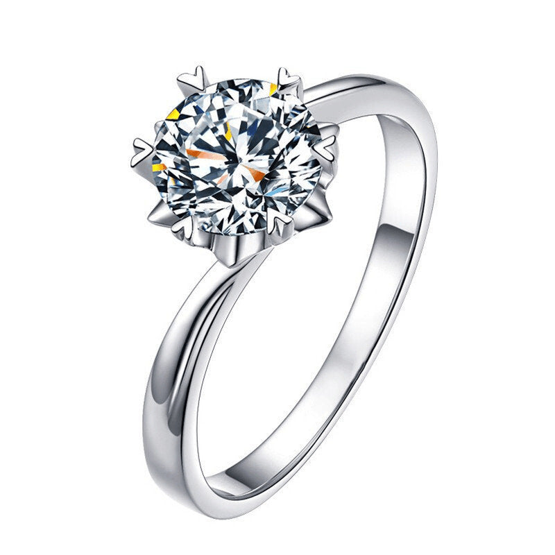 S925 Moissanite Ring Female Classic Six Prongs One Carat