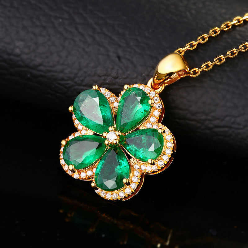 Colored Gems Carat Emerald Parthenocissus Grass Pendant