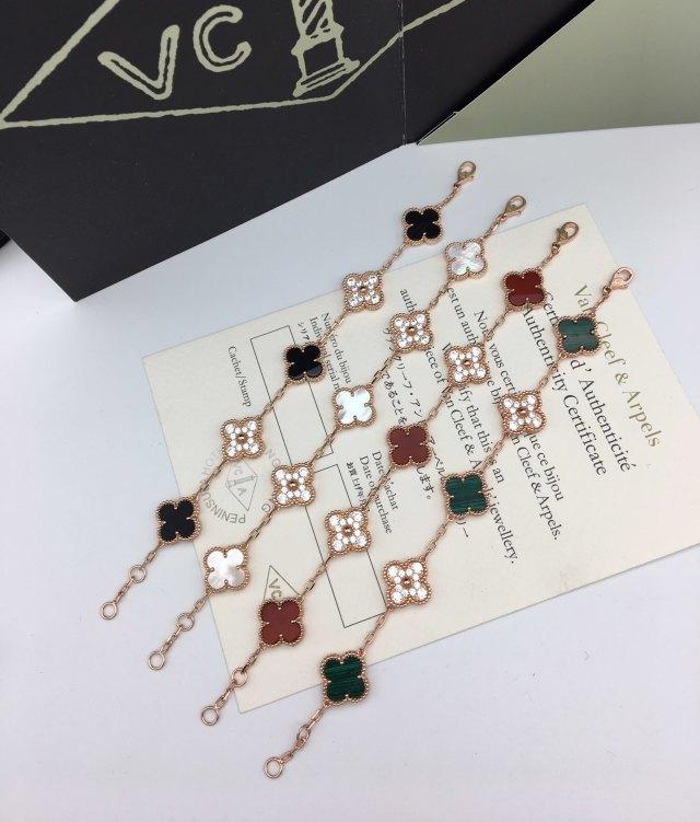 ❤vca 5 flower bracelet half diamond half stone