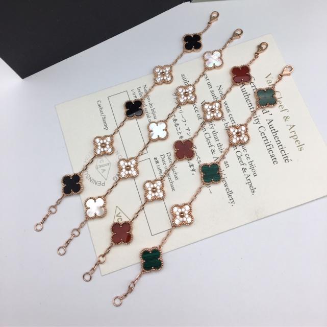 ❤vca 5 flower bracelet half diamond half stone